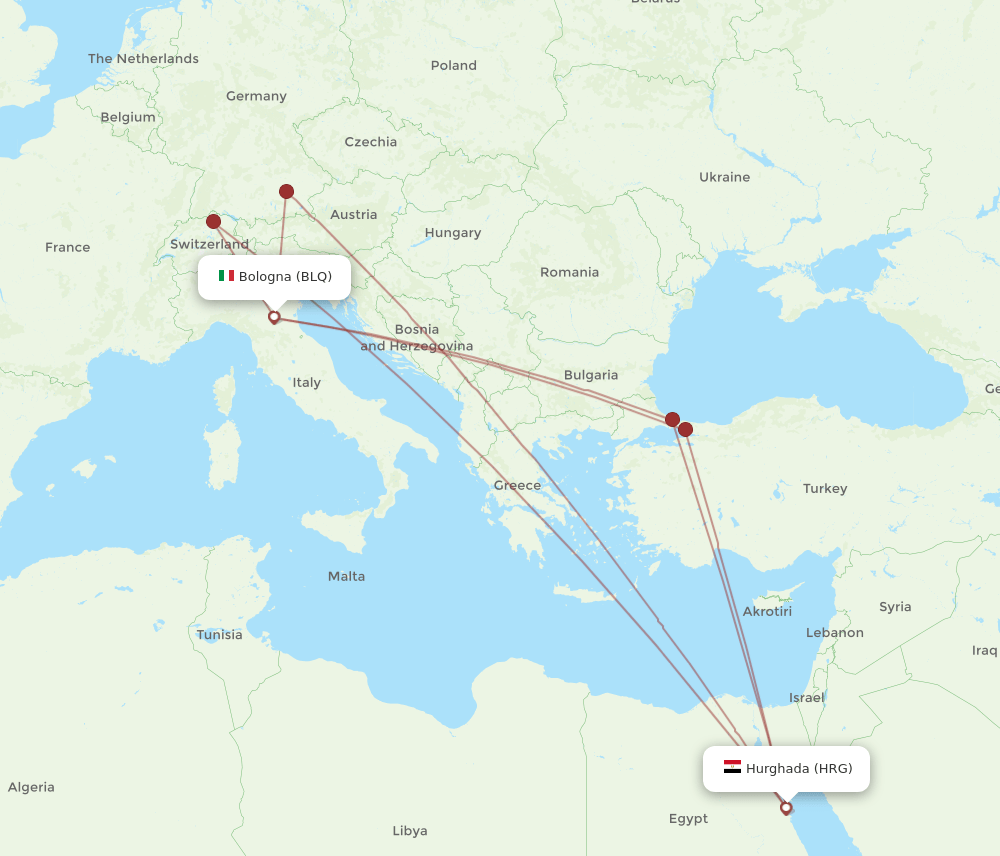 BLQ-HRG flight routes