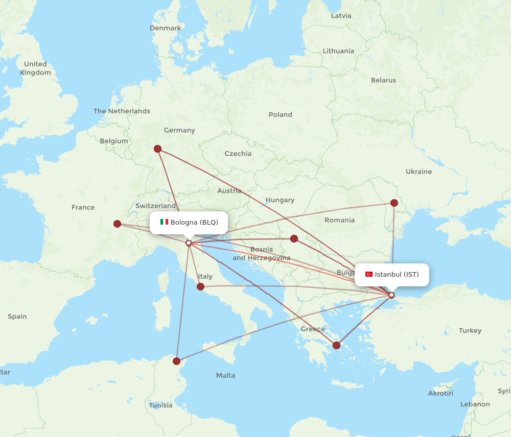 BLQ-IST flight routes