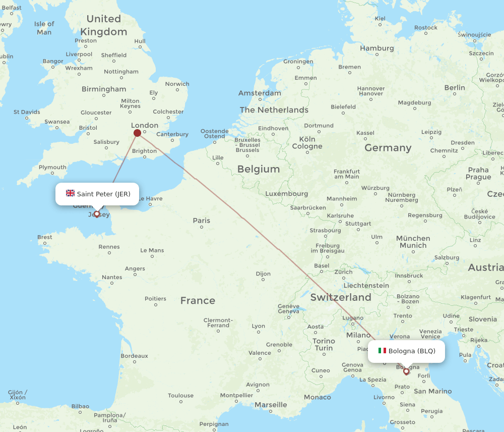 BLQ-JER flight routes