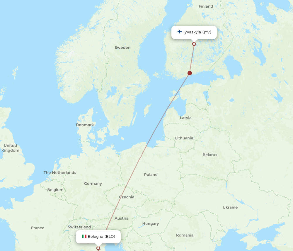BLQ-JYV flight routes