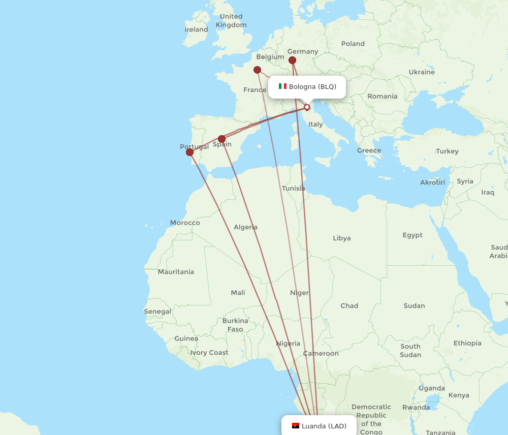 BLQ-LAD flight routes