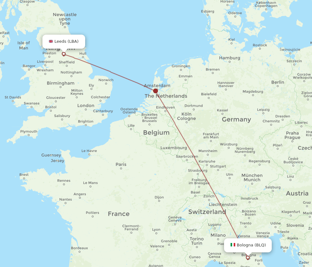 BLQ-LBA flight routes