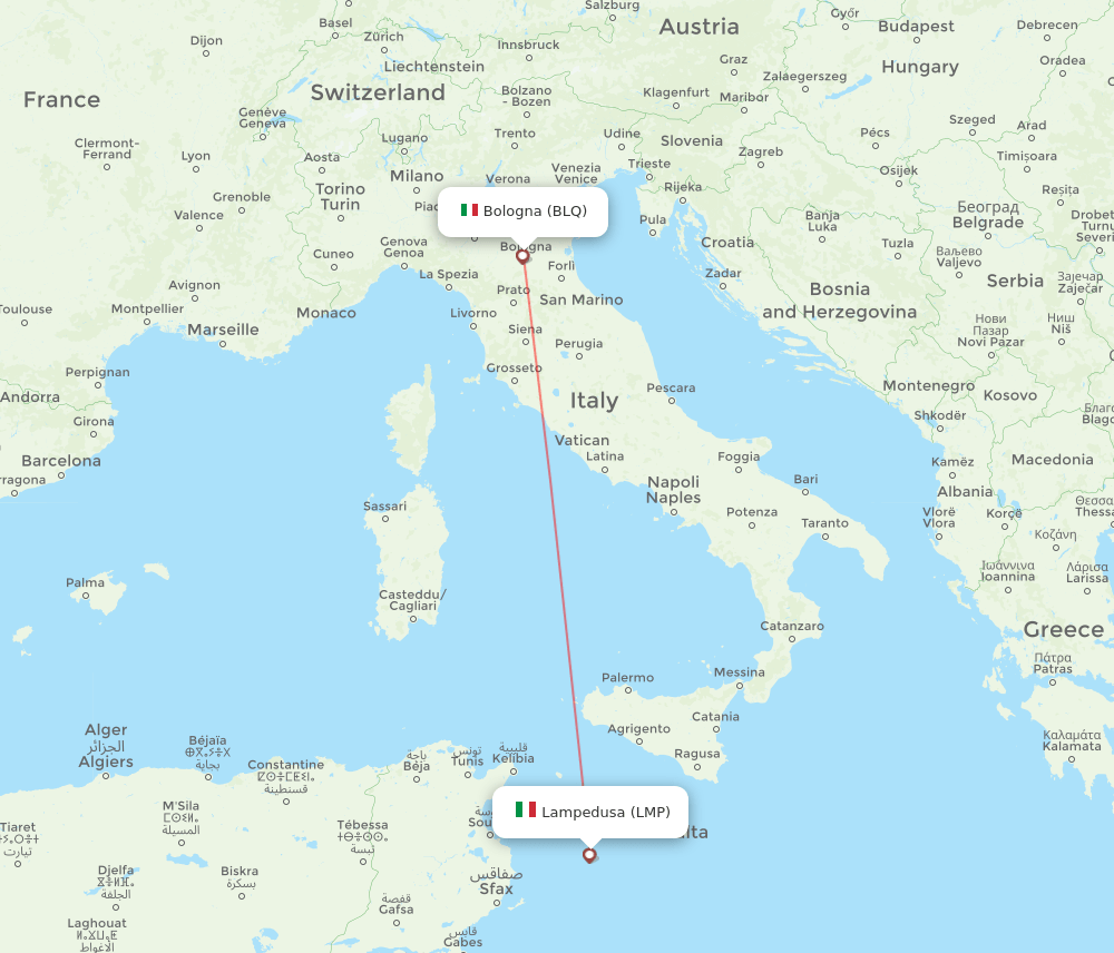 BLQ-LMP flight routes