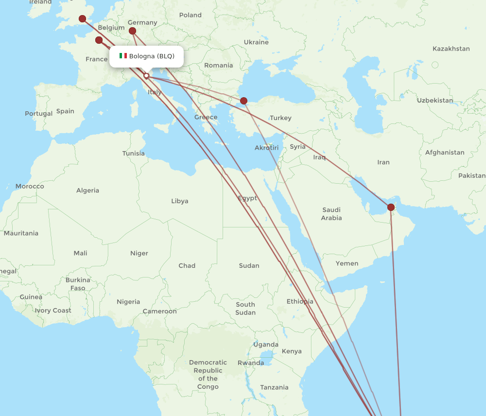 BLQ-MRU flight routes