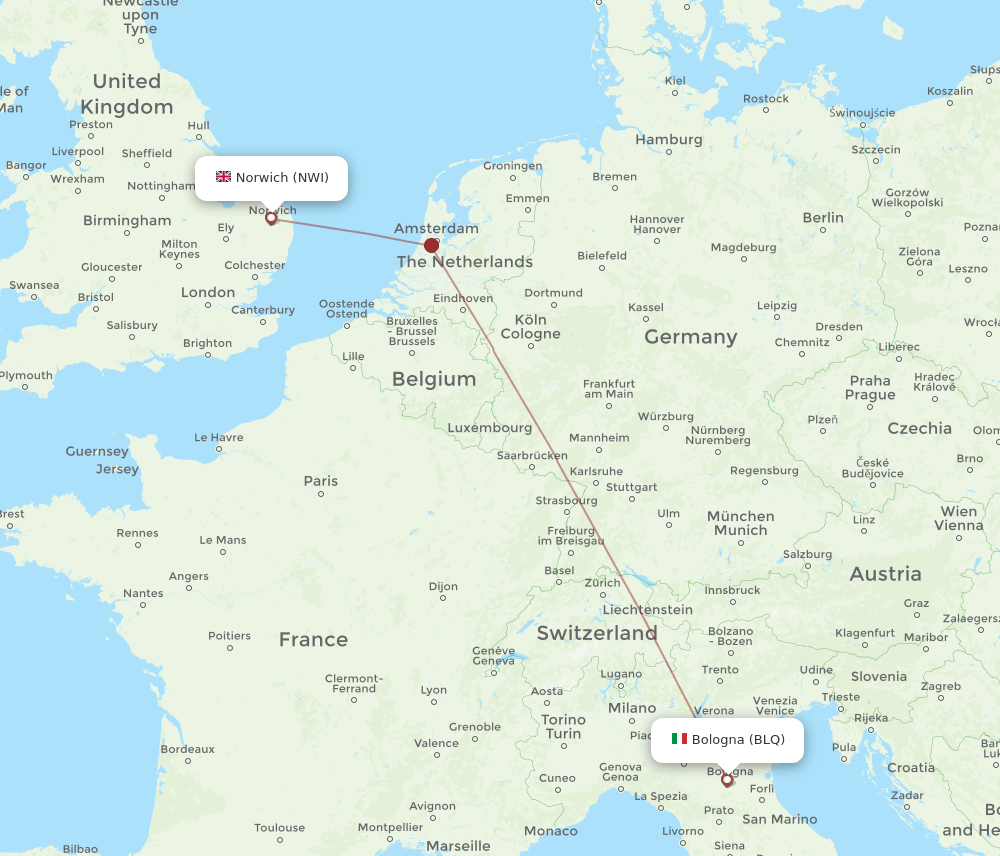 BLQ-NWI flight routes