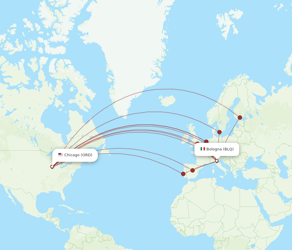 BLQ-ORD flight routes