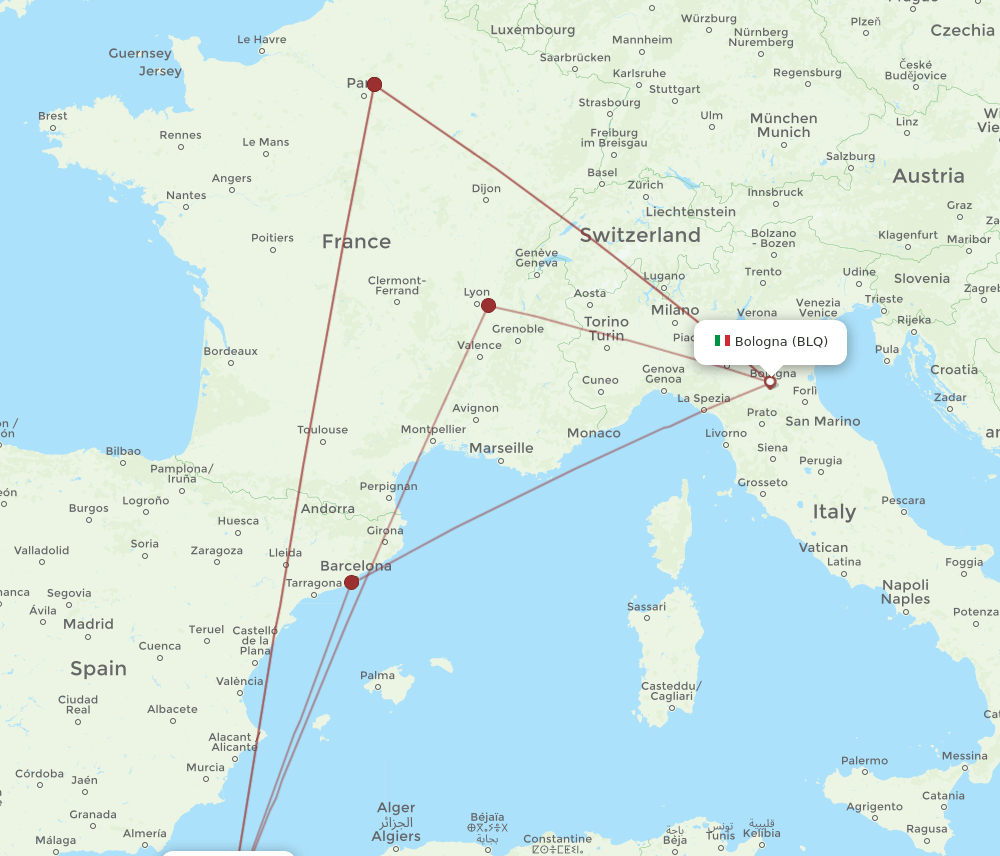 BLQ-ORN flight routes