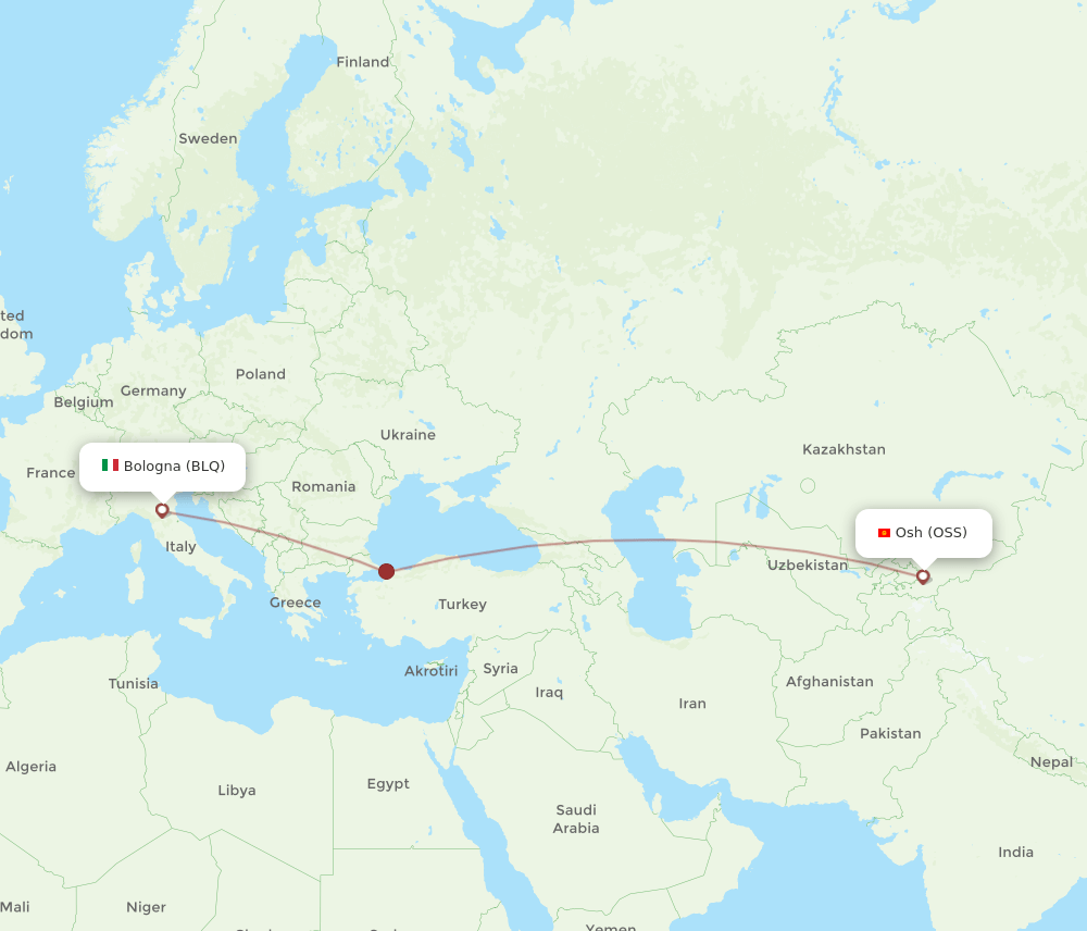 BLQ to OSS flights and routes map