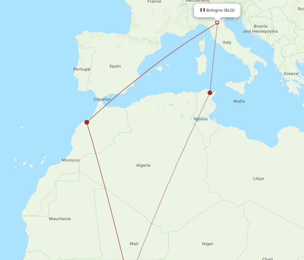 BLQ to OUA flights and routes map