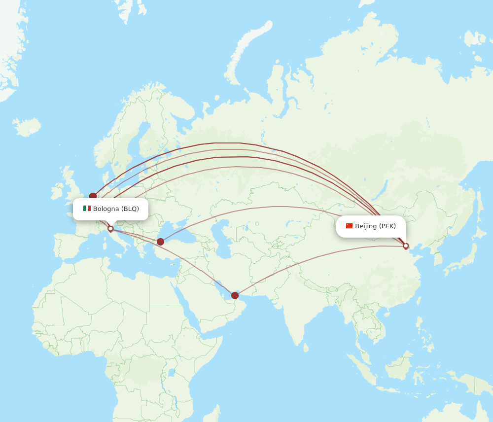 BLQ-PEK flight routes