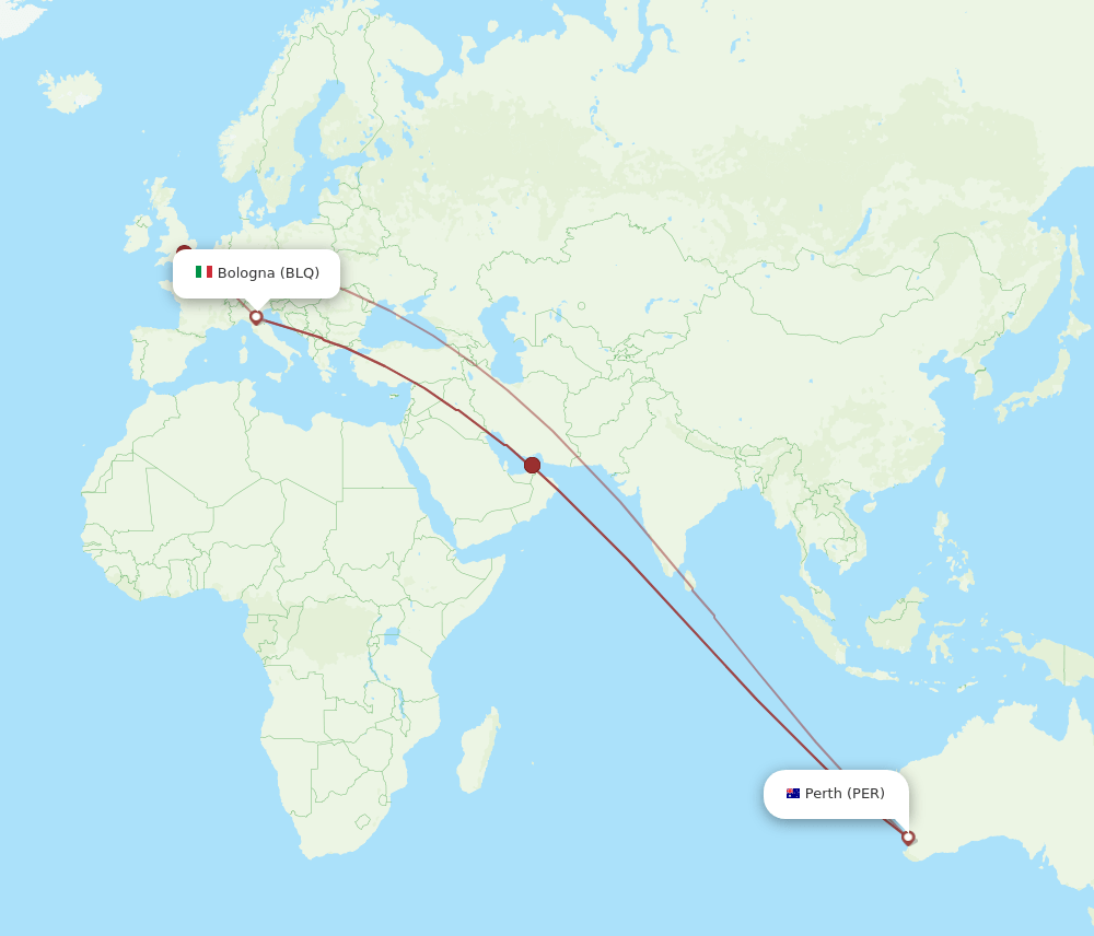 BLQ-PER flight routes