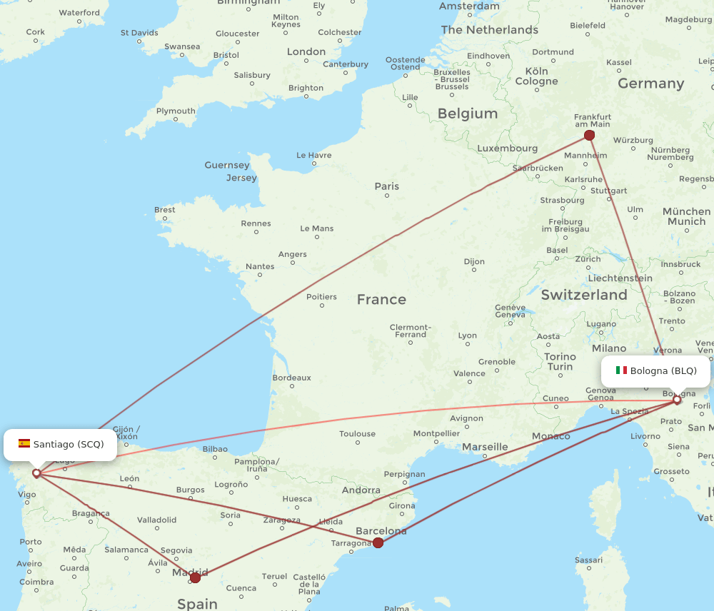 BLQ-SCQ flight routes