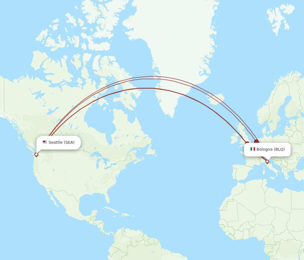 BLQ to SEA flights and routes map