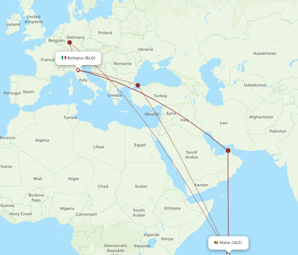 BLQ-SEZ flight routes