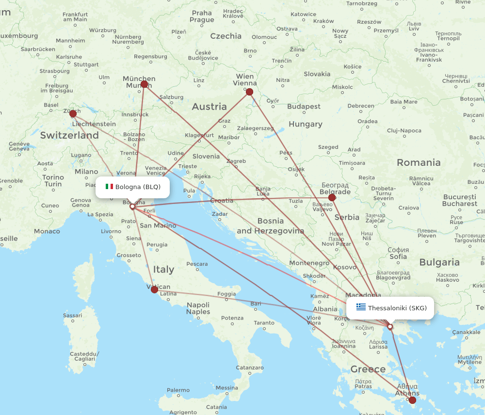 BLQ-SKG flight routes