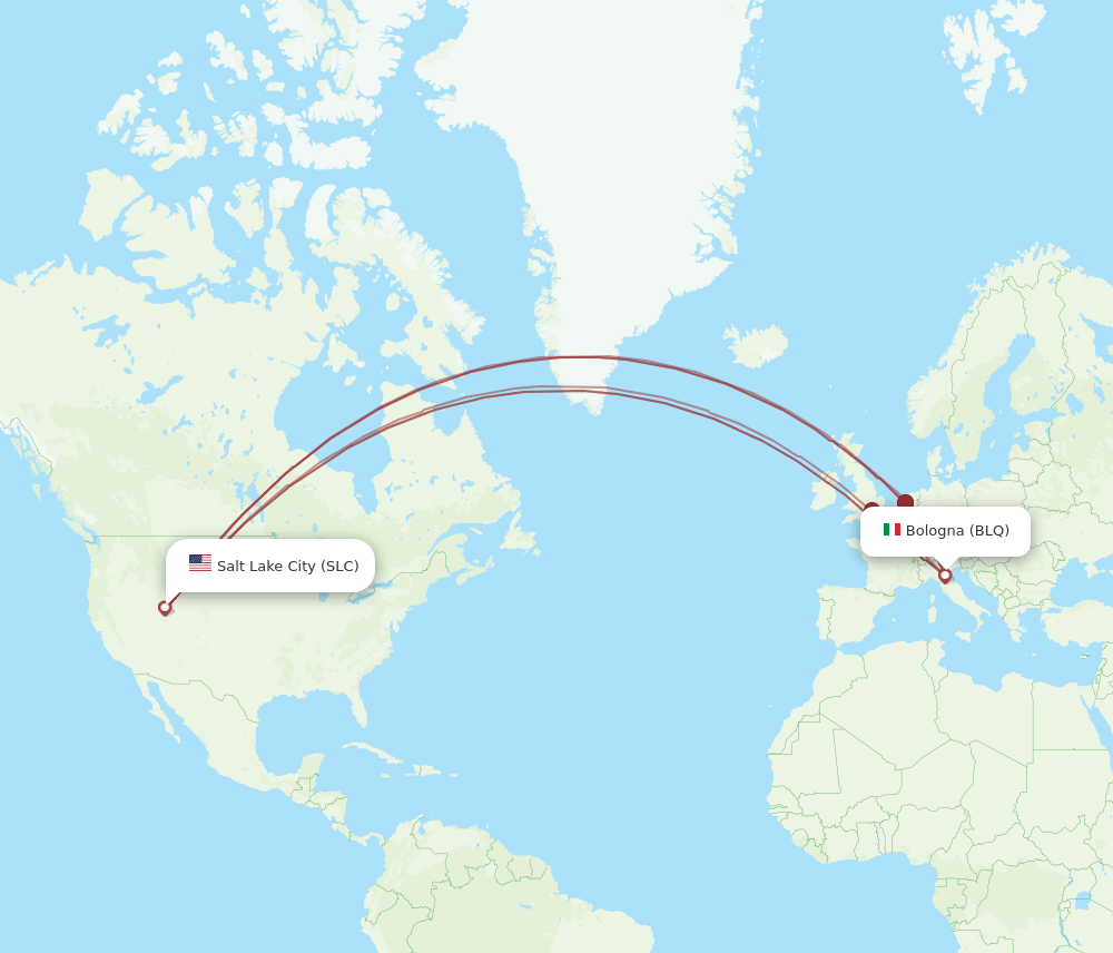 BLQ-SLC flight routes
