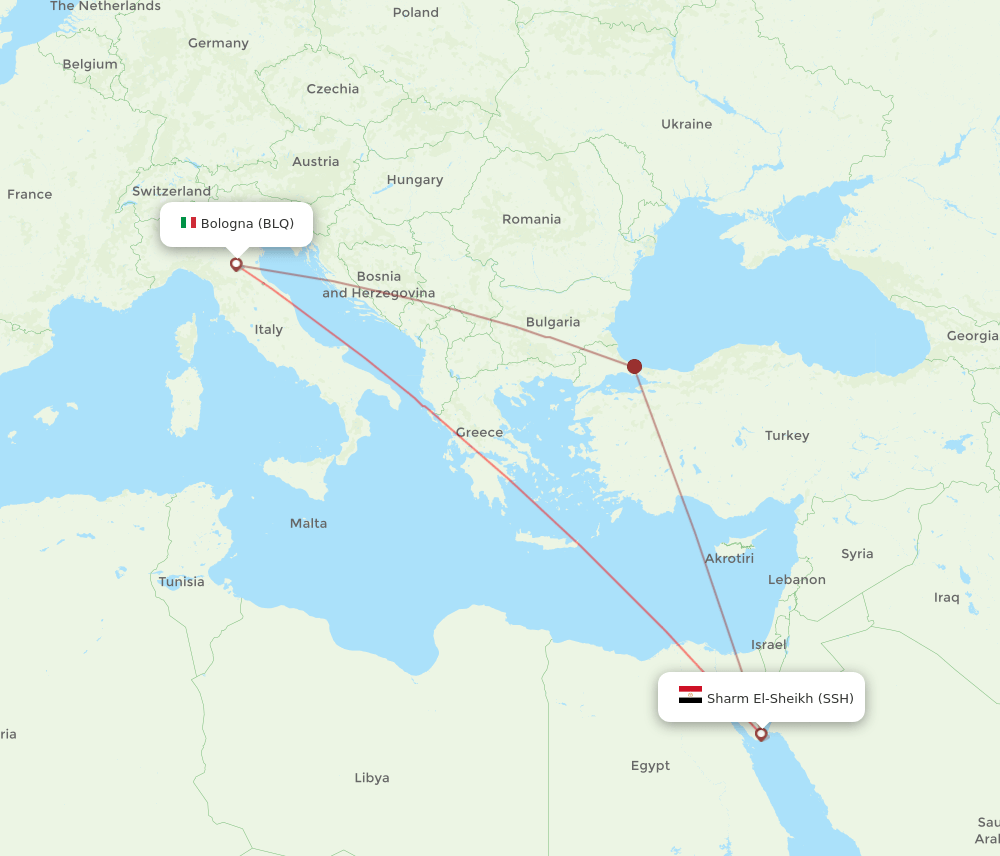 BLQ to SSH flights and routes map