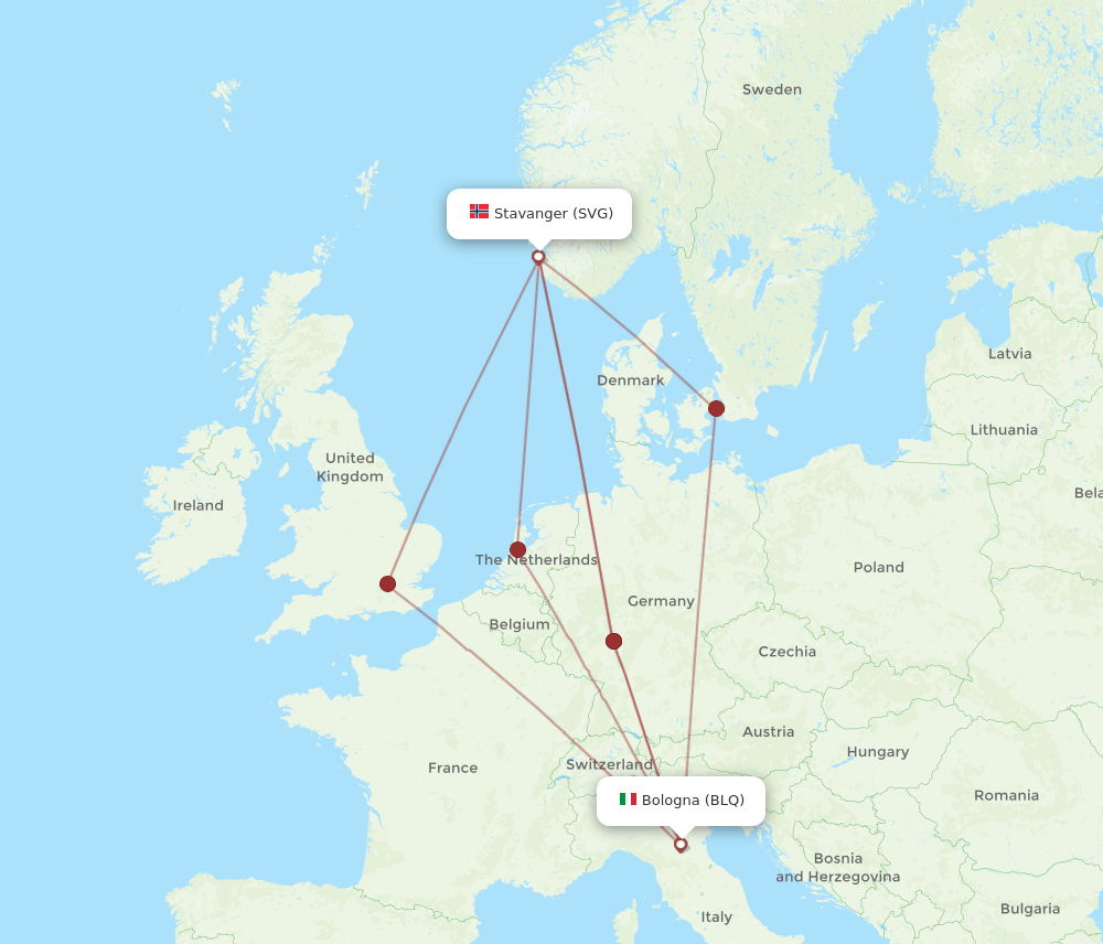 BLQ-SVG flight routes