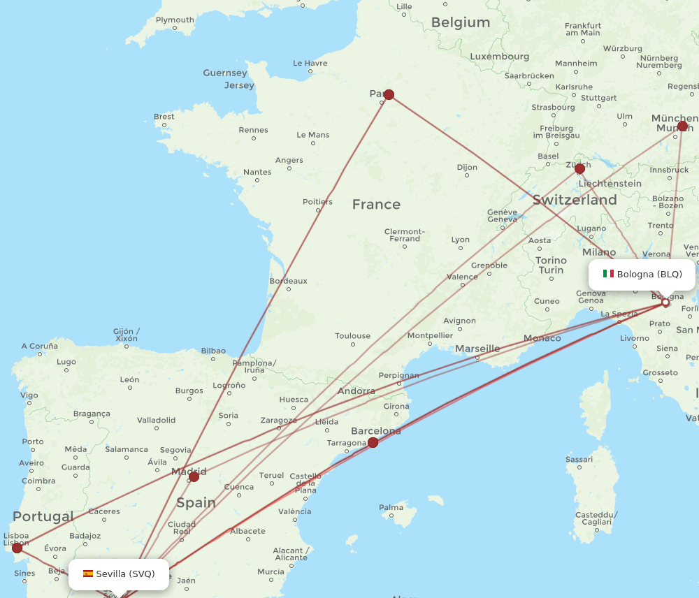 BLQ-SVQ flight routes