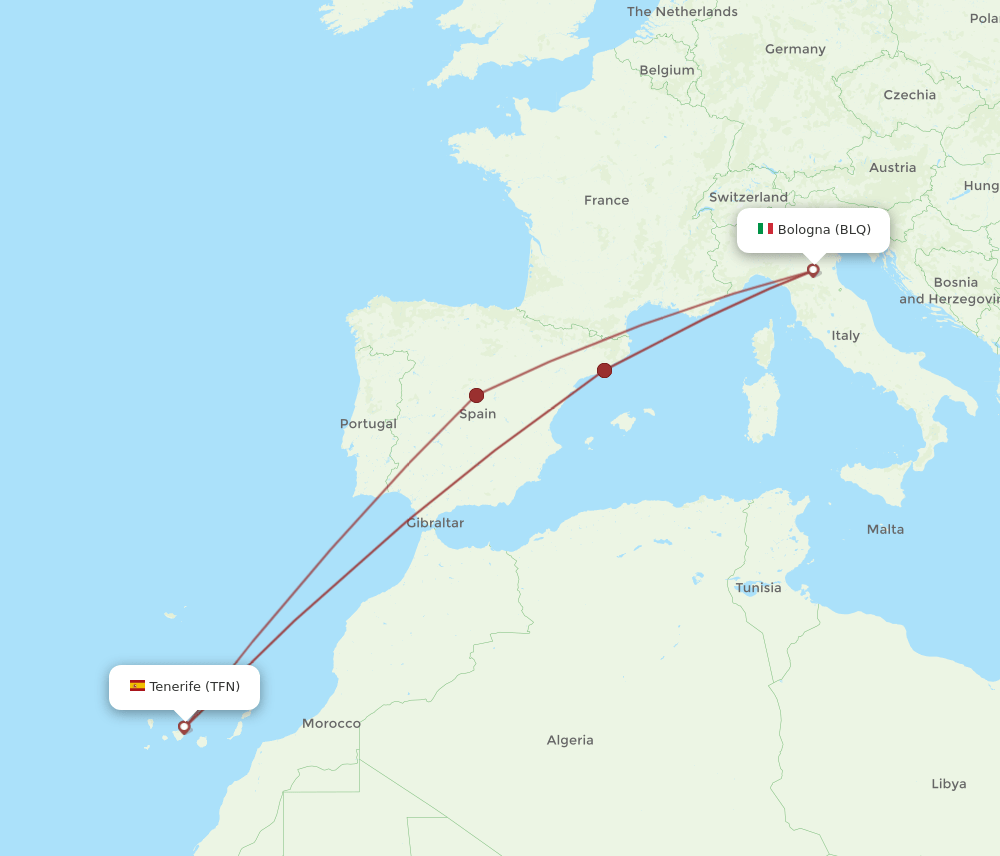 BLQ-TFN flight routes