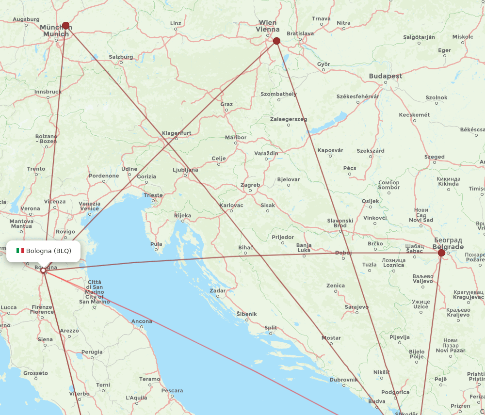 BLQ to TIA flights and routes map