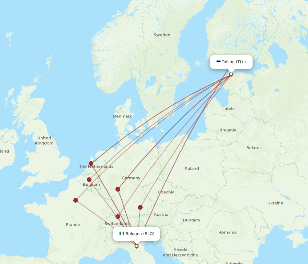 BLQ-TLL flight routes