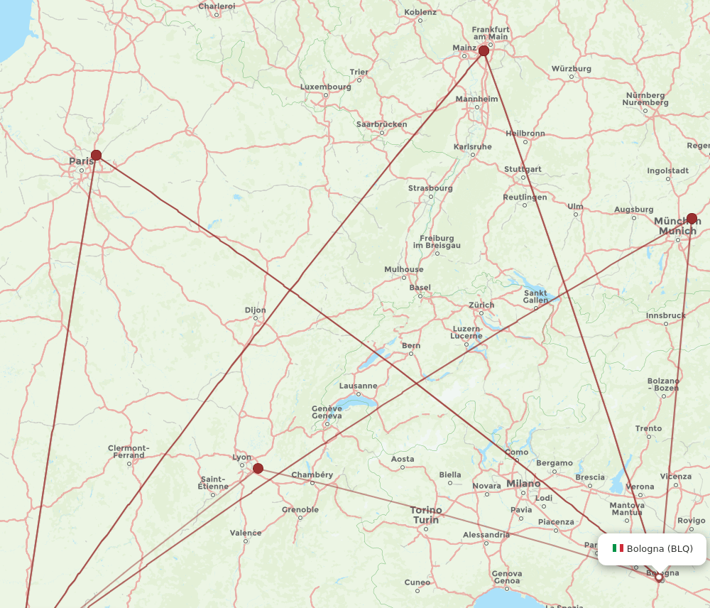 BLQ to TLS flights and routes map