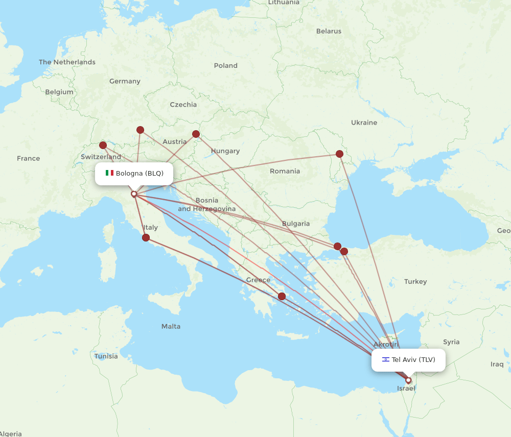 BLQ-TLV flight routes