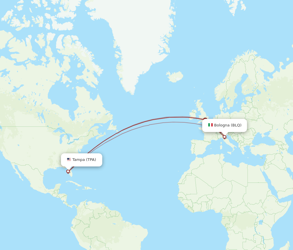 BLQ to TPA flights and routes map
