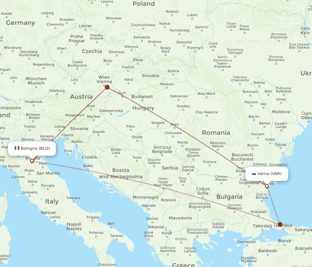 BLQ-VAR flight routes