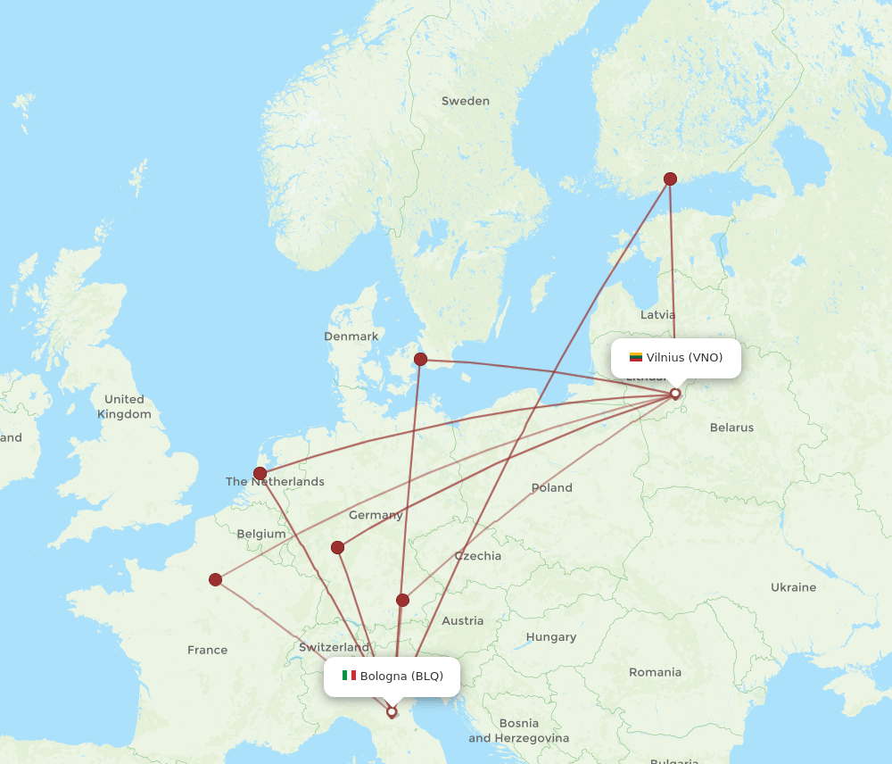 BLQ-VNO flight routes