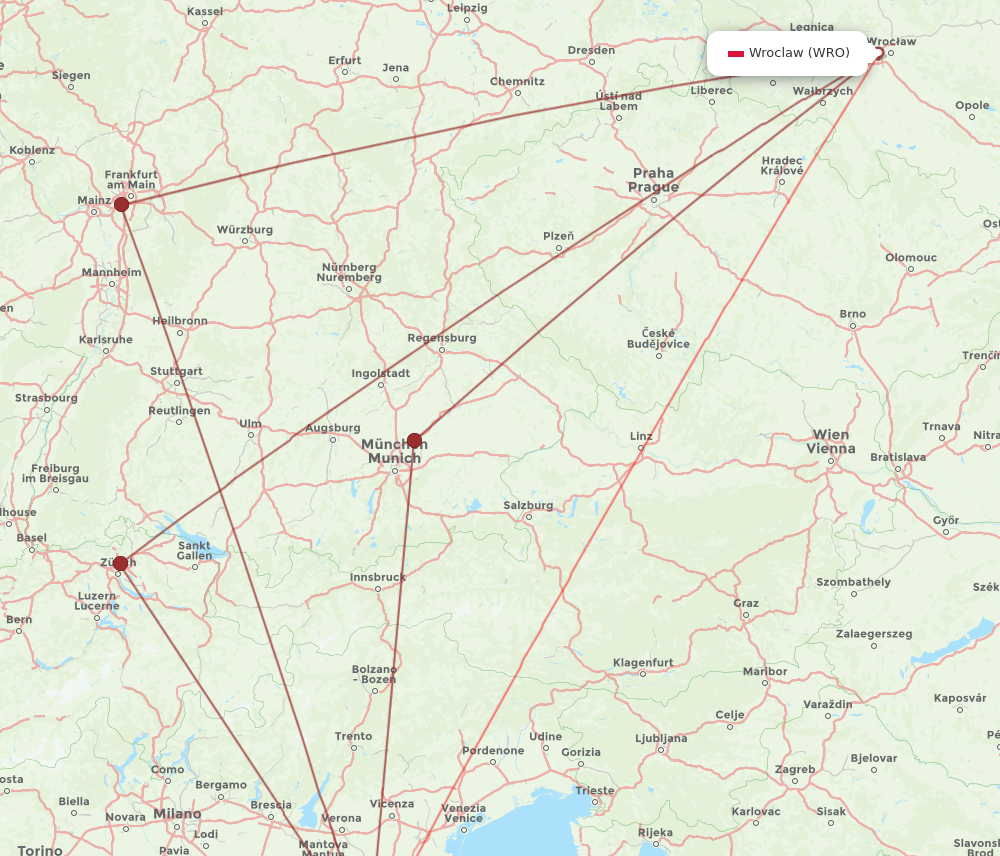 BLQ to WRO flights and routes map