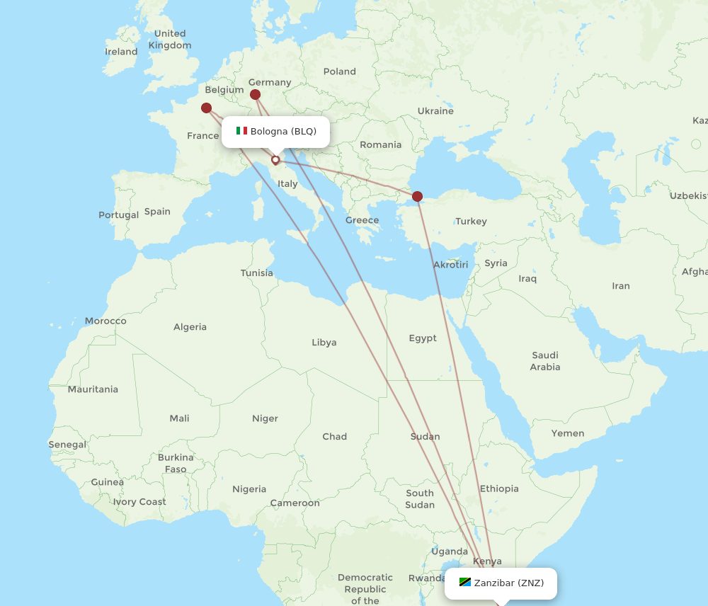 BLQ-ZNZ flight routes