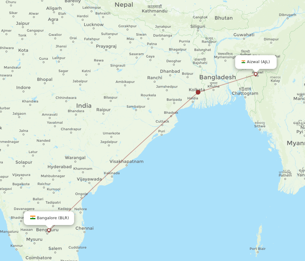 BLR-AJL flight routes
