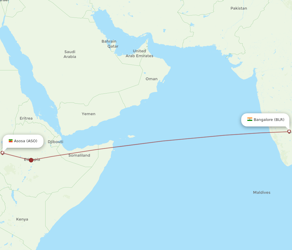 BLR-ASO flight routes