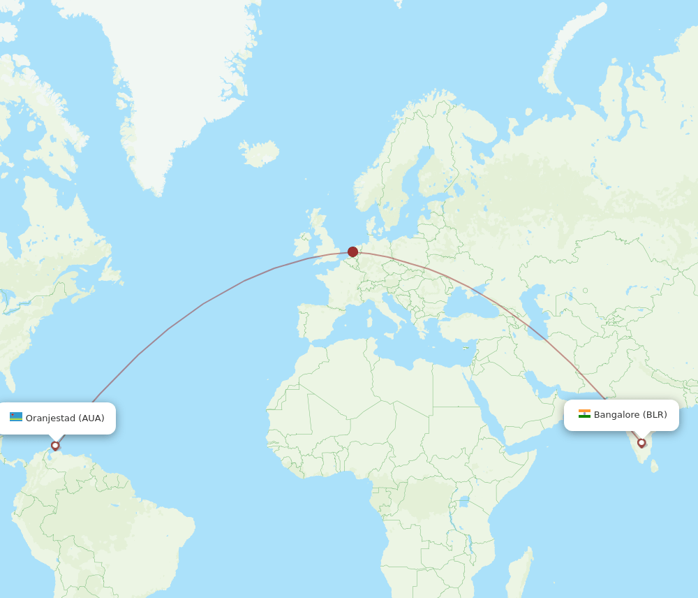 BLR to AUA flights and routes map