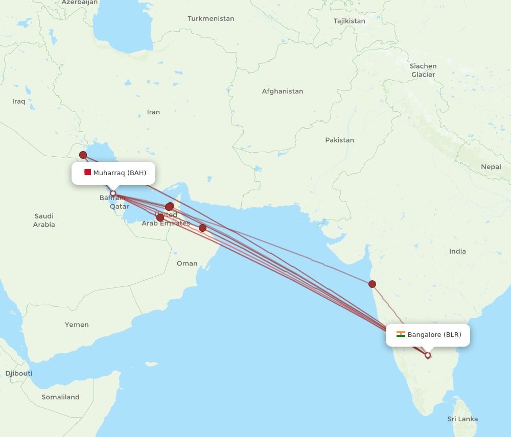 BLR-BAH flight routes