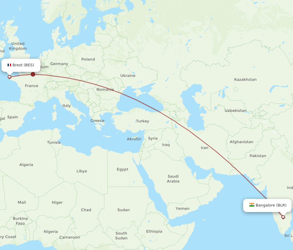 BLR-BES flight routes