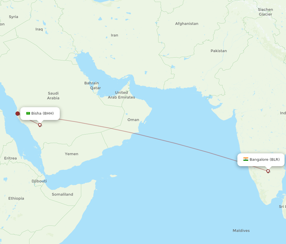 BLR to BHH flights and routes map