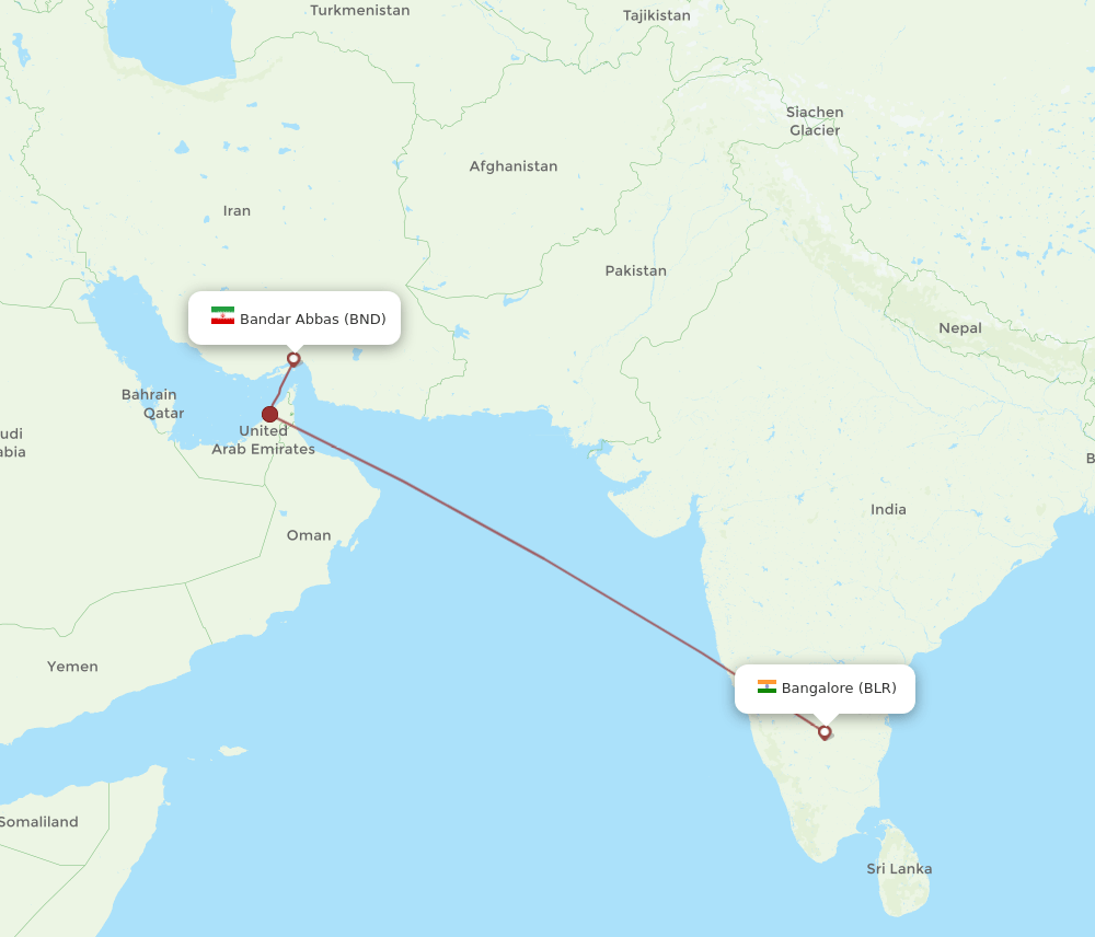 BLR-BND flight routes