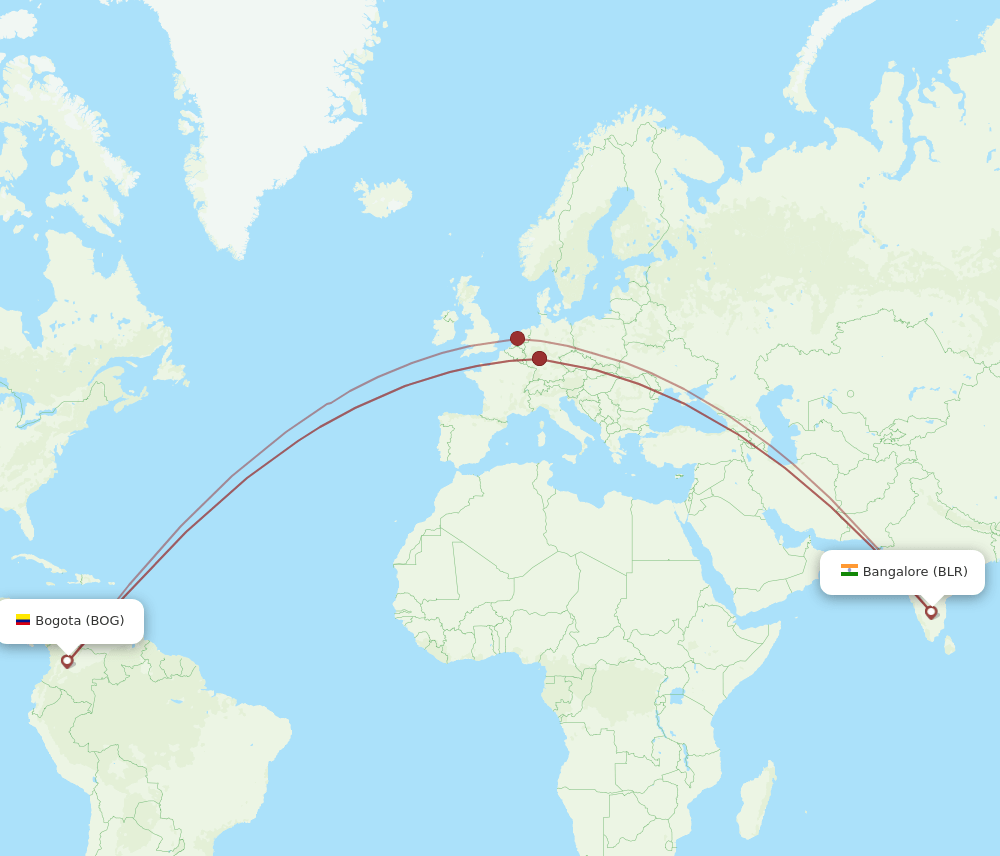 BLR-BOG flight routes