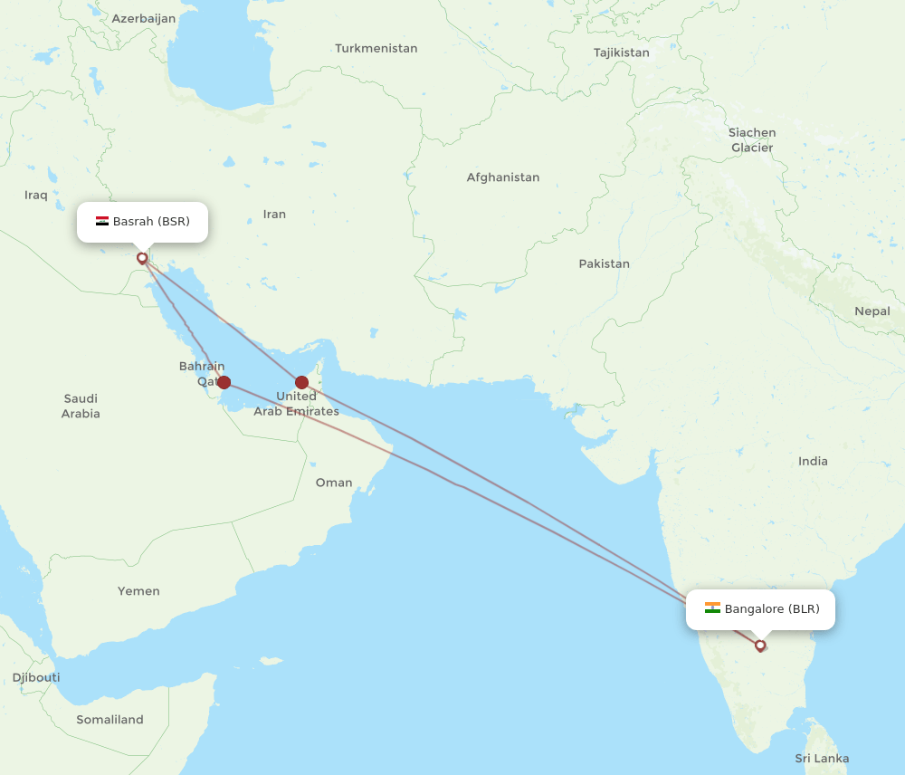 BLR-BSR flight routes