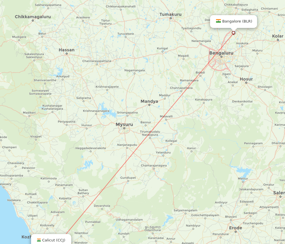 BLR-CCJ flight routes