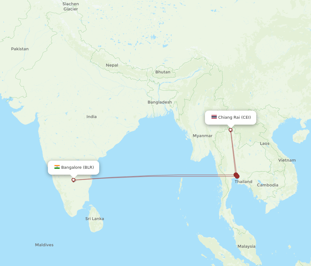 BLR-CEI flight routes