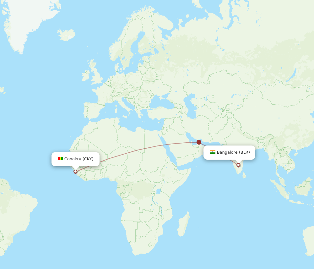 BLR-CKY flight routes