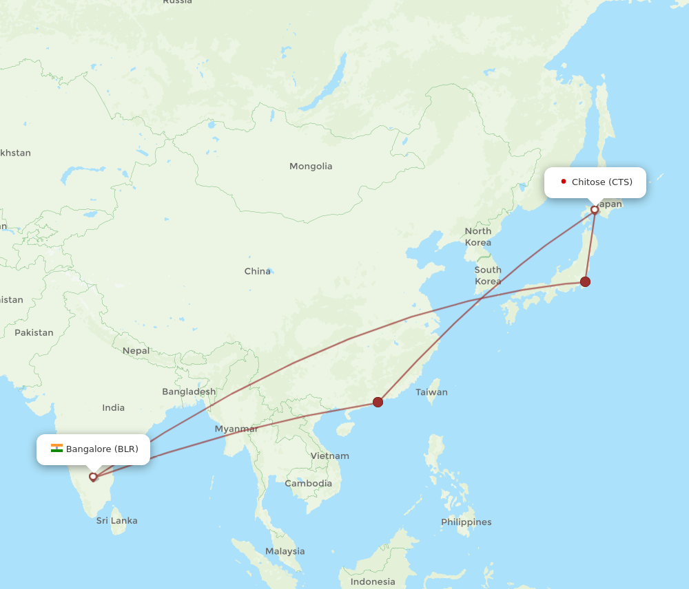 BLR-CTS flight routes