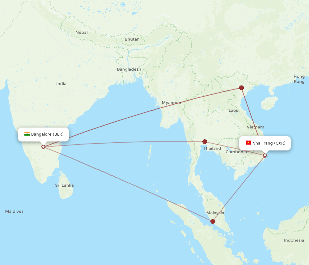 BLR-CXR flight routes