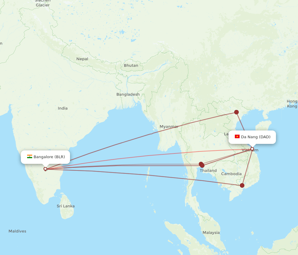 BLR-DAD flight routes