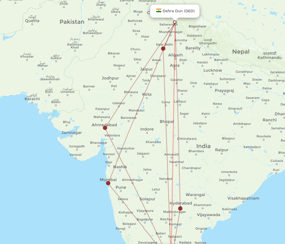 BLR-DED flight routes