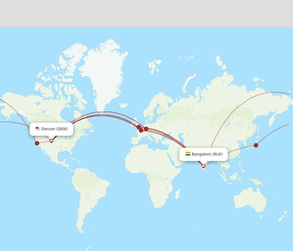BLR to DEN flights and routes map